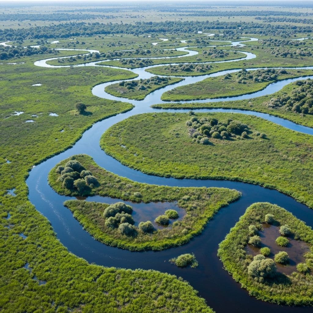 Aerial view of Okavango Delta